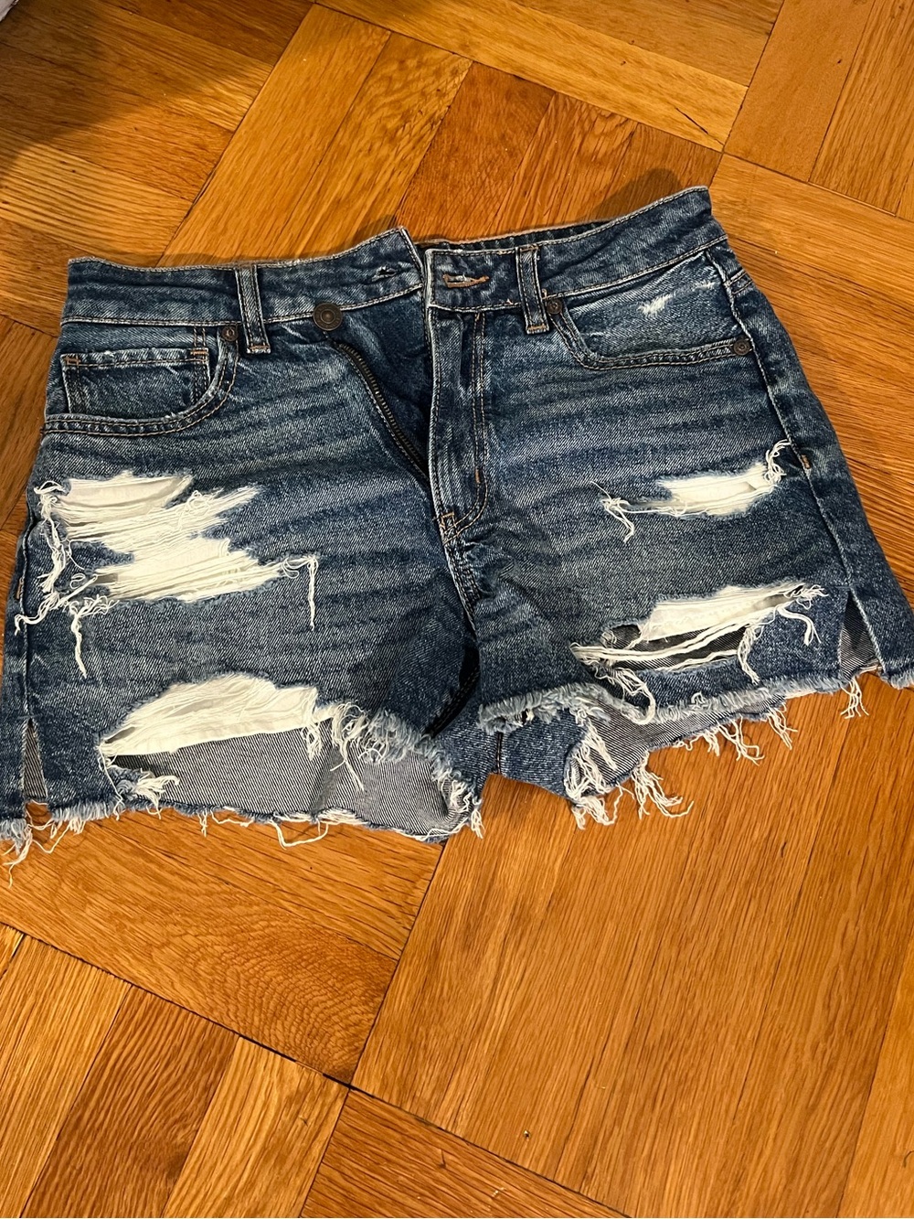 American Eagle Outfitters Distressed Blue Denim Cutoff Shorts, Size 4